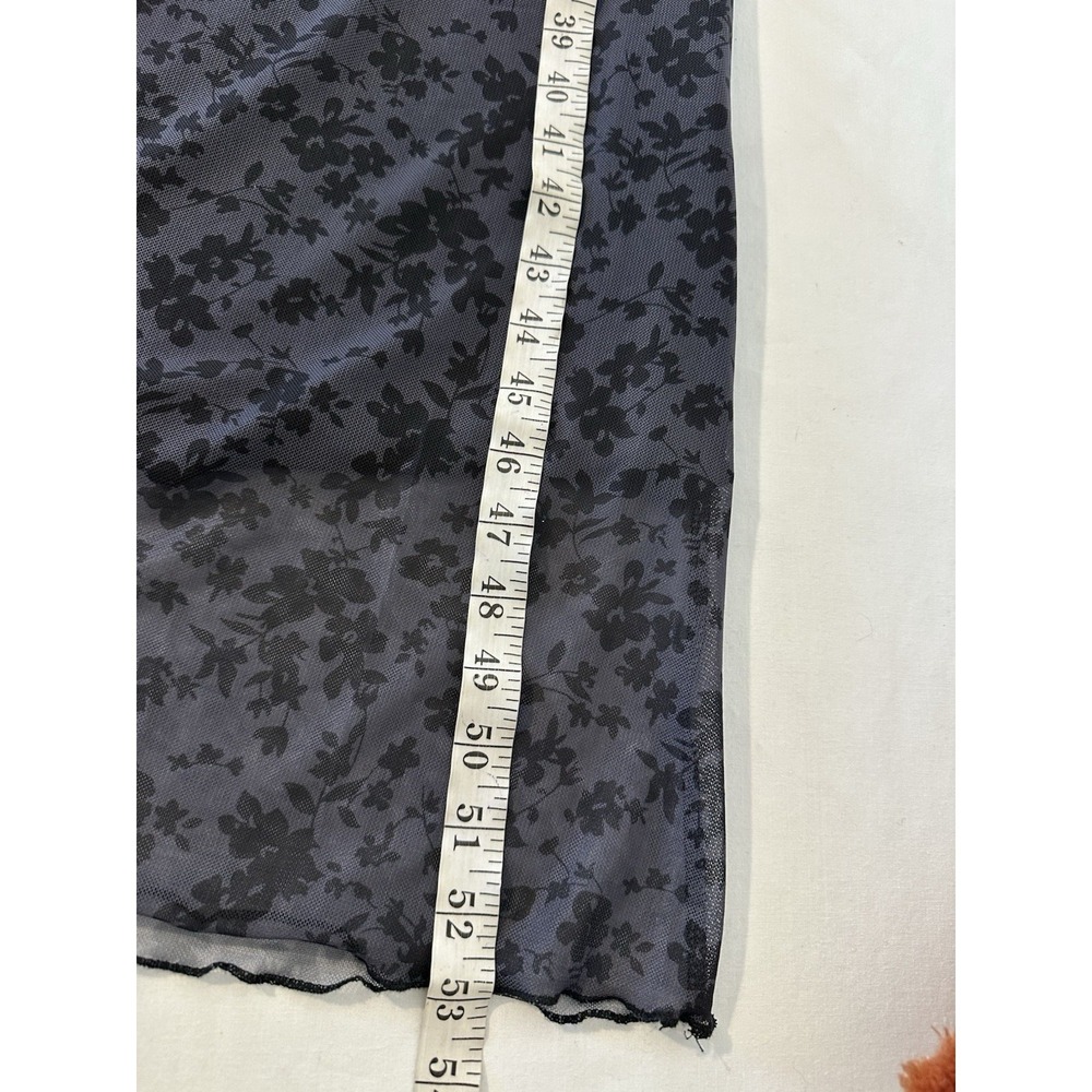 Black And Gray Floral‎ Maxi Dress Lace Trim Mesh Lined Large Whimsigoth Grunge - Picture 9 of 10